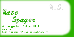 mate szager business card